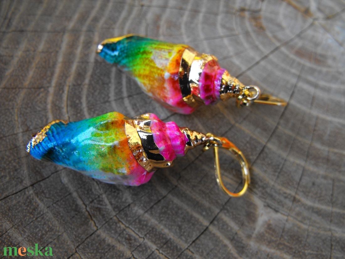 Tenger kincsei, csigás  acél fülbevaló - ékszer - fülbevaló - lógó fülbevaló - Meska.hu