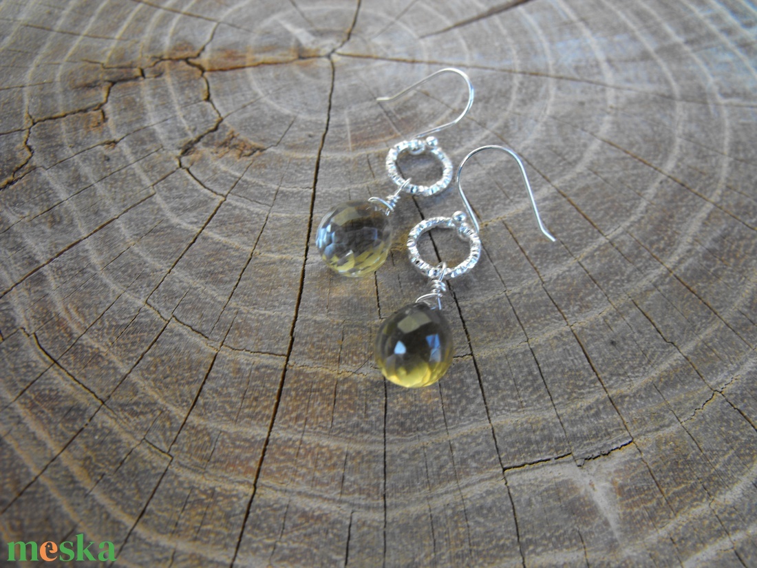 Citromkvarc, fülbevaló - ékszer - fülbevaló - lógó fülbevaló - Meska.hu