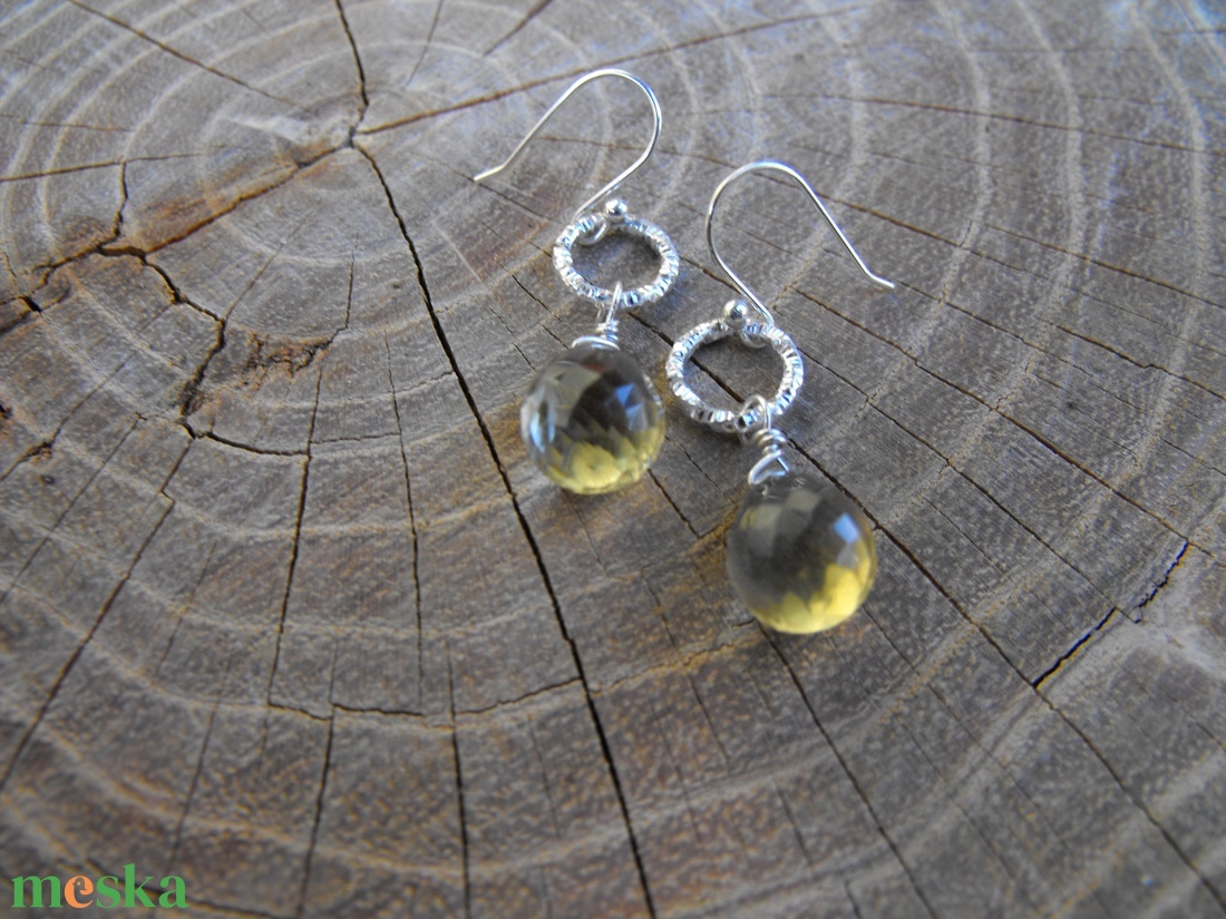 Citromkvarc, fülbevaló - ékszer - fülbevaló - lógó fülbevaló - Meska.hu