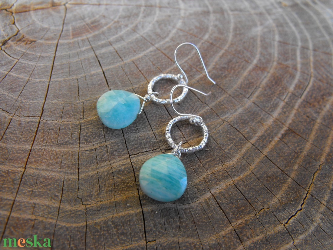 Amazonit, fülbevaló - ékszer - fülbevaló - lógó fülbevaló - Meska.hu