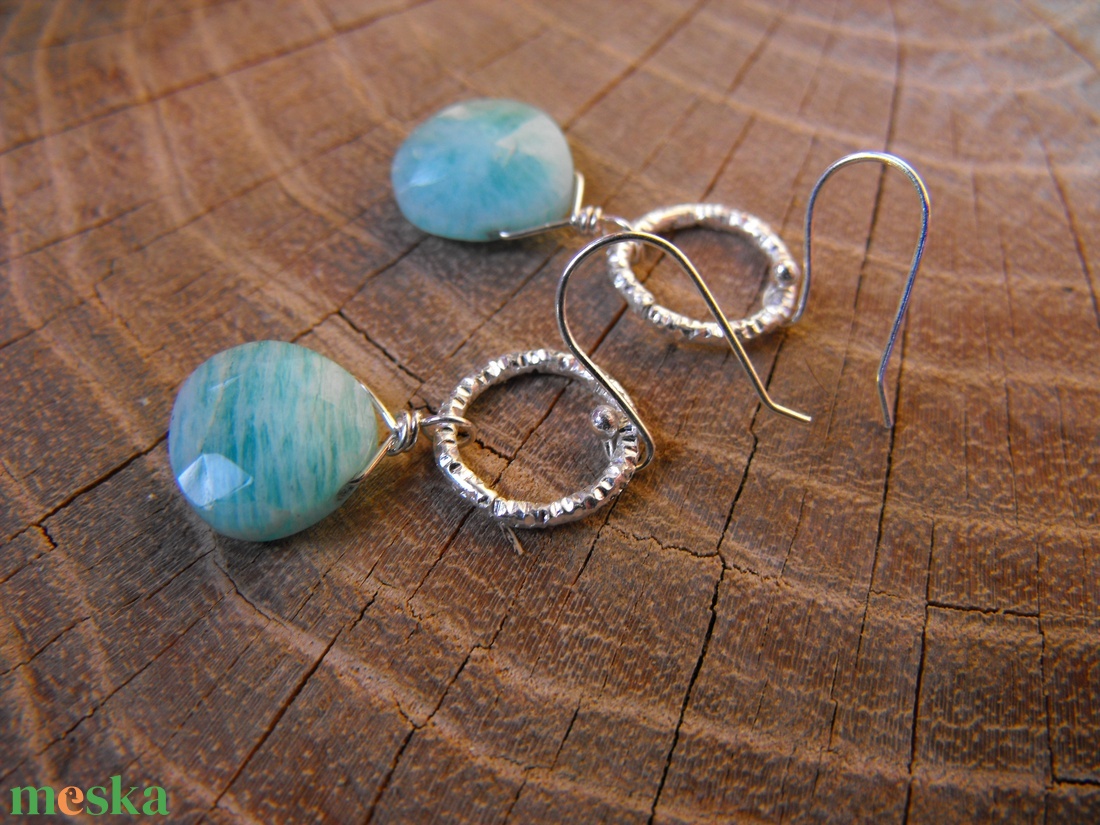 Amazonit, fülbevaló - ékszer - fülbevaló - lógó fülbevaló - Meska.hu