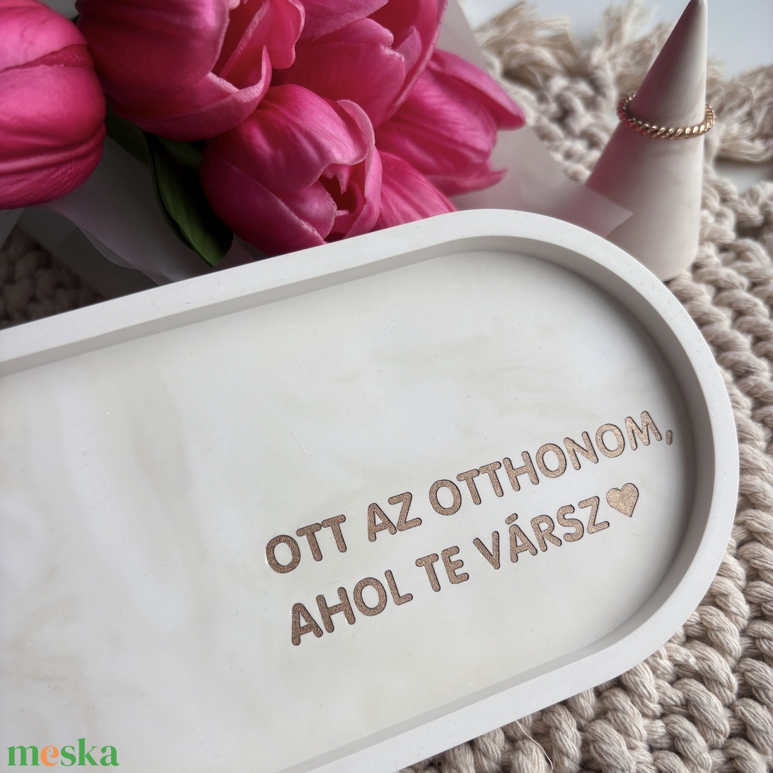 OTT AZ OTTHONOM, AHOL TE VÁRSZ - közepes tálka - otthon & életmód - dekoráció - asztal és polc dekoráció - dekorációs tál, tartó - Meska.hu