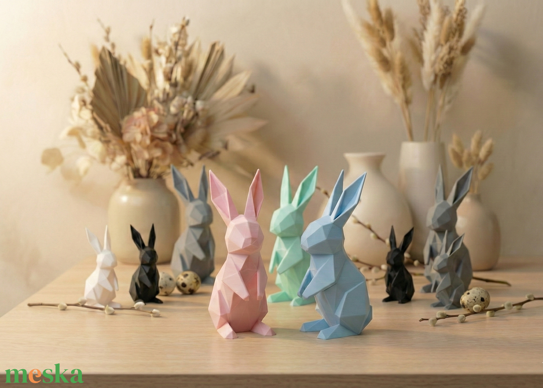 Modern Origami Nyúl Figura � 10 cm magas - ünnepi díszek, dekorációk - húsvéti díszek és dekorációk - húsvéti asztaldíszek - Meska.hu