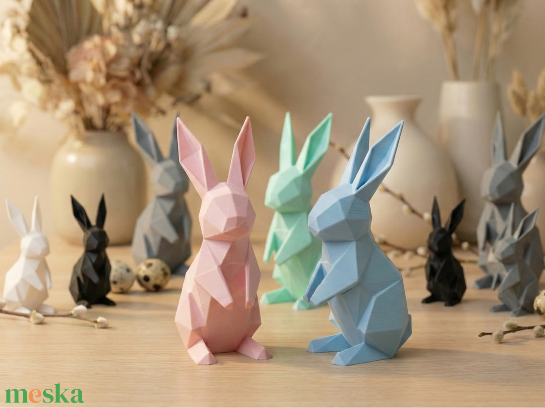 Modern Origami Nyúl Figura � 10 cm magas - ünnepi díszek, dekorációk - húsvéti díszek és dekorációk - húsvéti asztaldíszek - Meska.hu