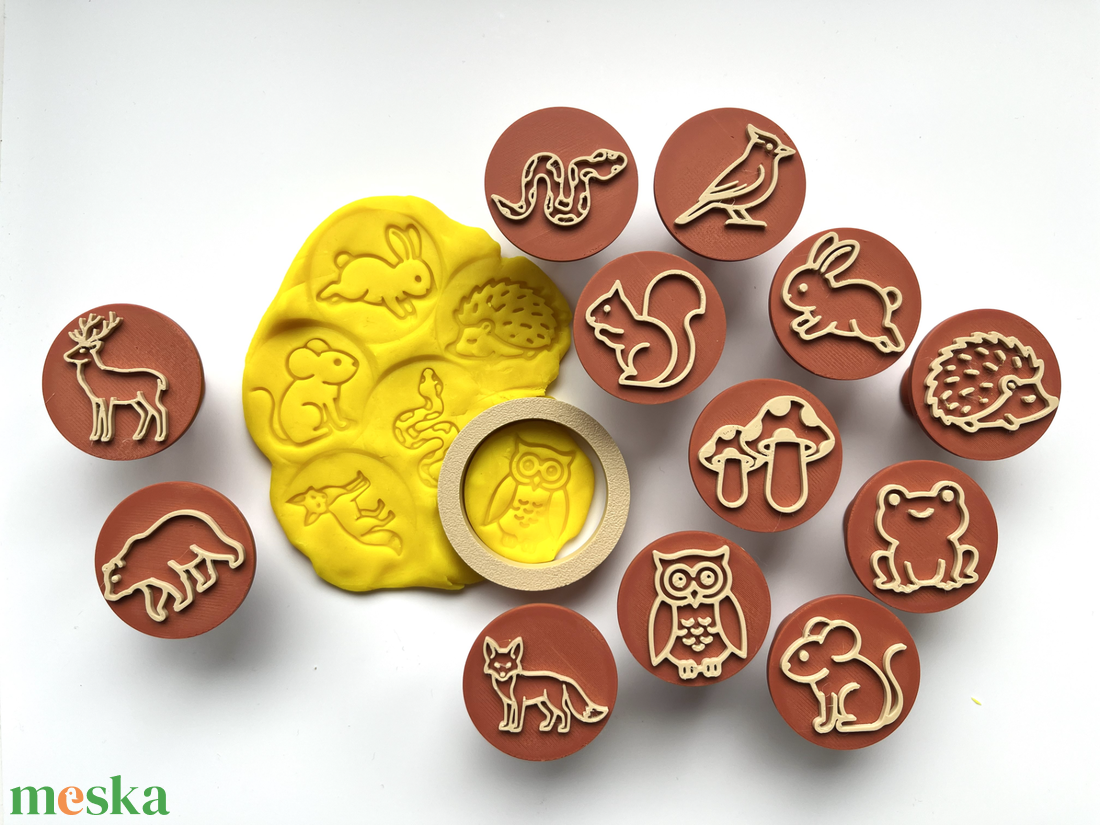 Erdei állatos Gyurma Bélyegző  Sütikiszúró Készlet � Őz, róka, bagoly és több erdei állat  - otthon & életmód - papír, írószer - pecsétek - gyurmapecsét - Meska.hu