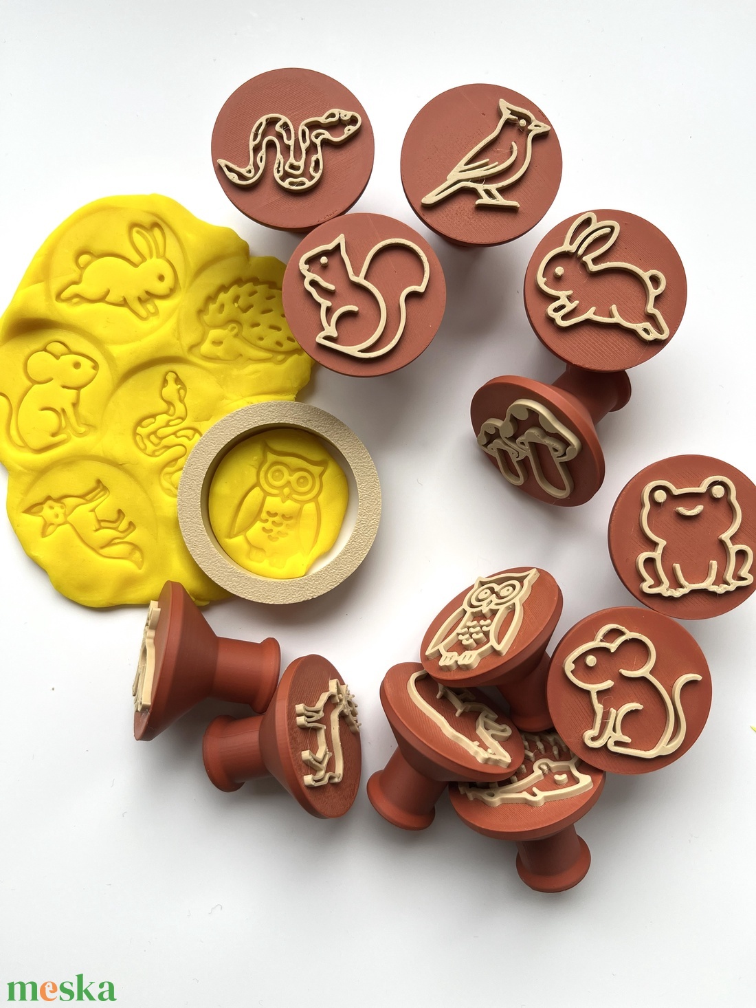 Erdei állatos Gyurma Bélyegző  Sütikiszúró Készlet � Őz, róka, bagoly és több erdei állat  - otthon & életmód - papír, írószer - pecsétek - gyurmapecsét - Meska.hu