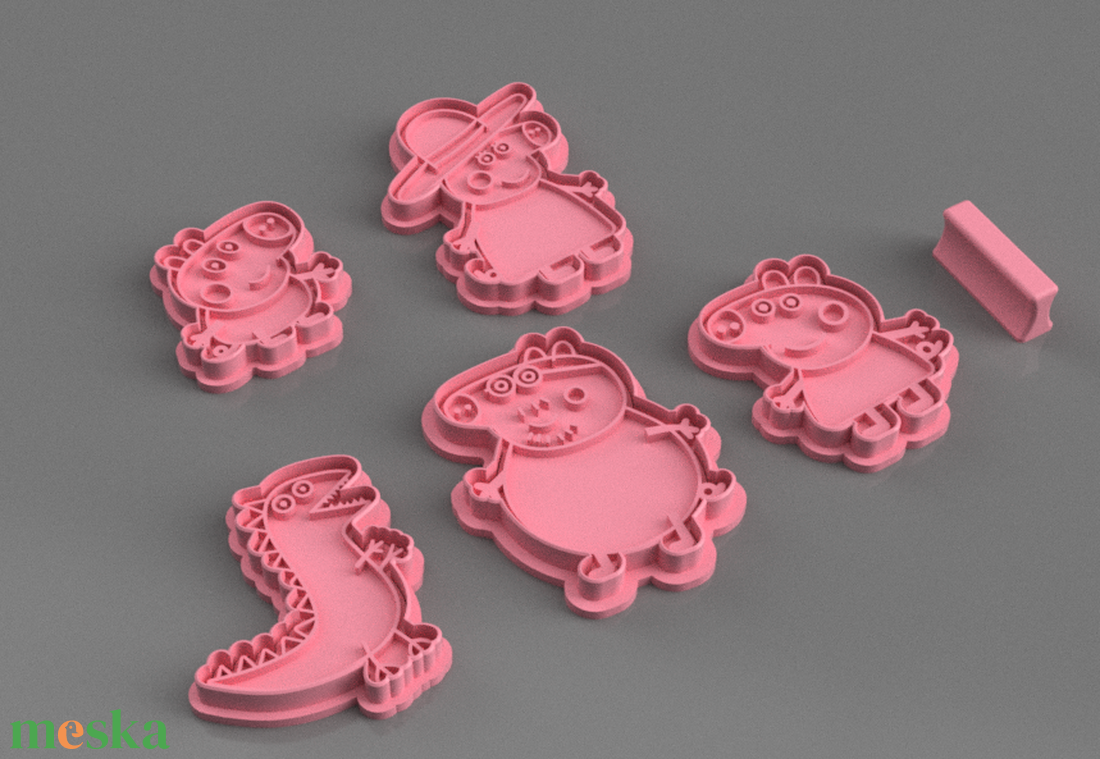 Peppa Pig Sütikiszúró és Bélyegző Készlet � Peppa, George, Mummy és Daddy Pig � 3D nyomtatott - otthon & életmód - konyhafelszerelés, tálalás - sütés, főzés - sütikiszúró - Meska.hu