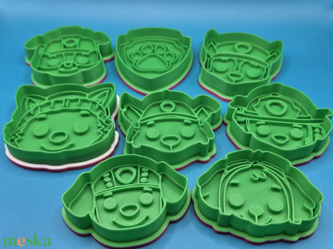 Paw Patrol Gyurma Bélyegző és Sütikiszúró Készlet � Mancs Őrjárat 8 darabos pack � 3D nyomtatott - otthon & életmód - konyhafelszerelés, tálalás - sütés, főzés - sütikiszúró - Meska.hu