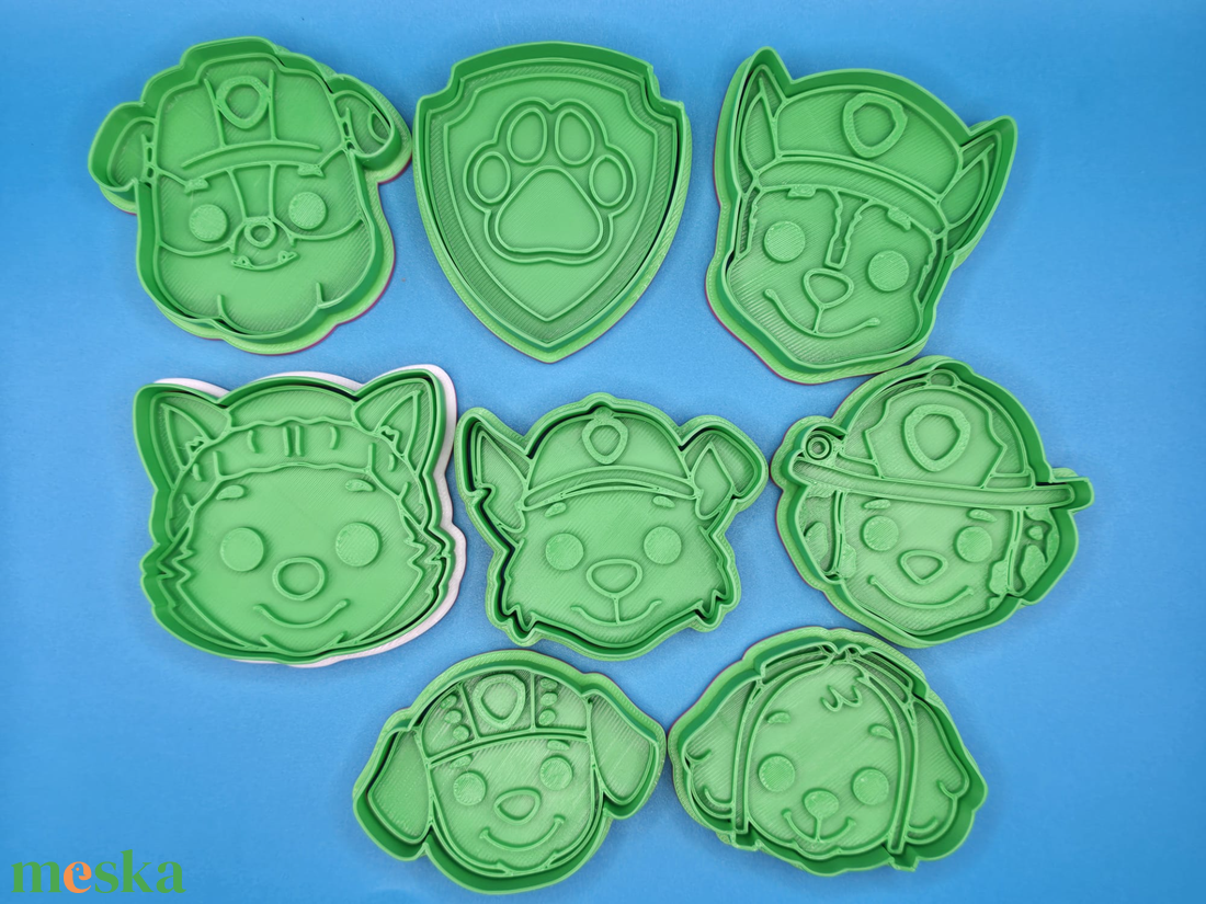 Paw Patrol Gyurma Bélyegző és Sütikiszúró Készlet � Mancs Őrjárat 8 darabos pack � 3D nyomtatott - otthon & életmód - konyhafelszerelés, tálalás - sütés, főzés - sütikiszúró - Meska.hu