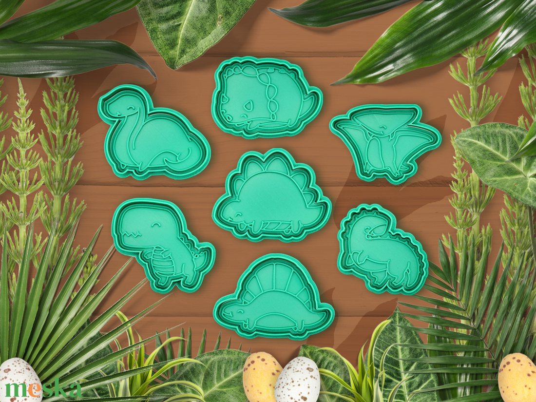 Aranyos Dinoszaurusz Sütikiszúró és Gyurma Bélyegző Készlet - otthon & életmód - konyhafelszerelés, tálalás - sütés, főzés - sütikiszúró - Meska.hu