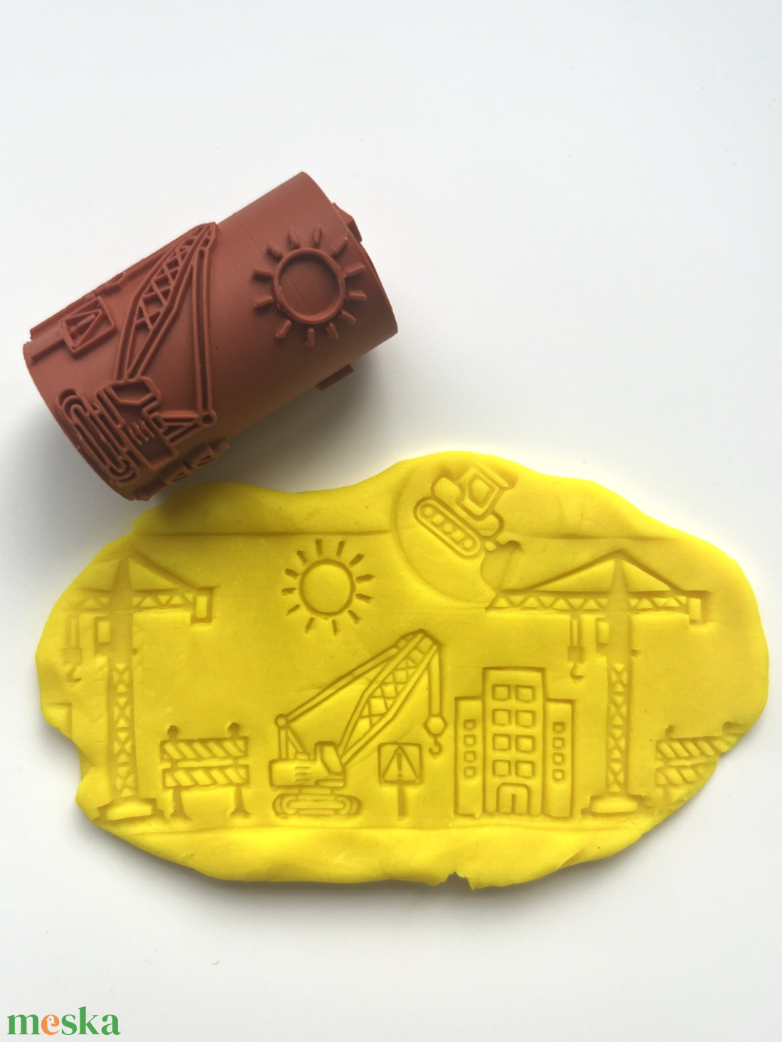 Építkezési / Járműves Dombornyomó Henger � Construction Themed Texture Roller � Gyurma és Sütemény Mintázó � 3D nyomtato - otthon & életmód - papír, írószer - pecsétek - gyurmapecsét - Meska.hu