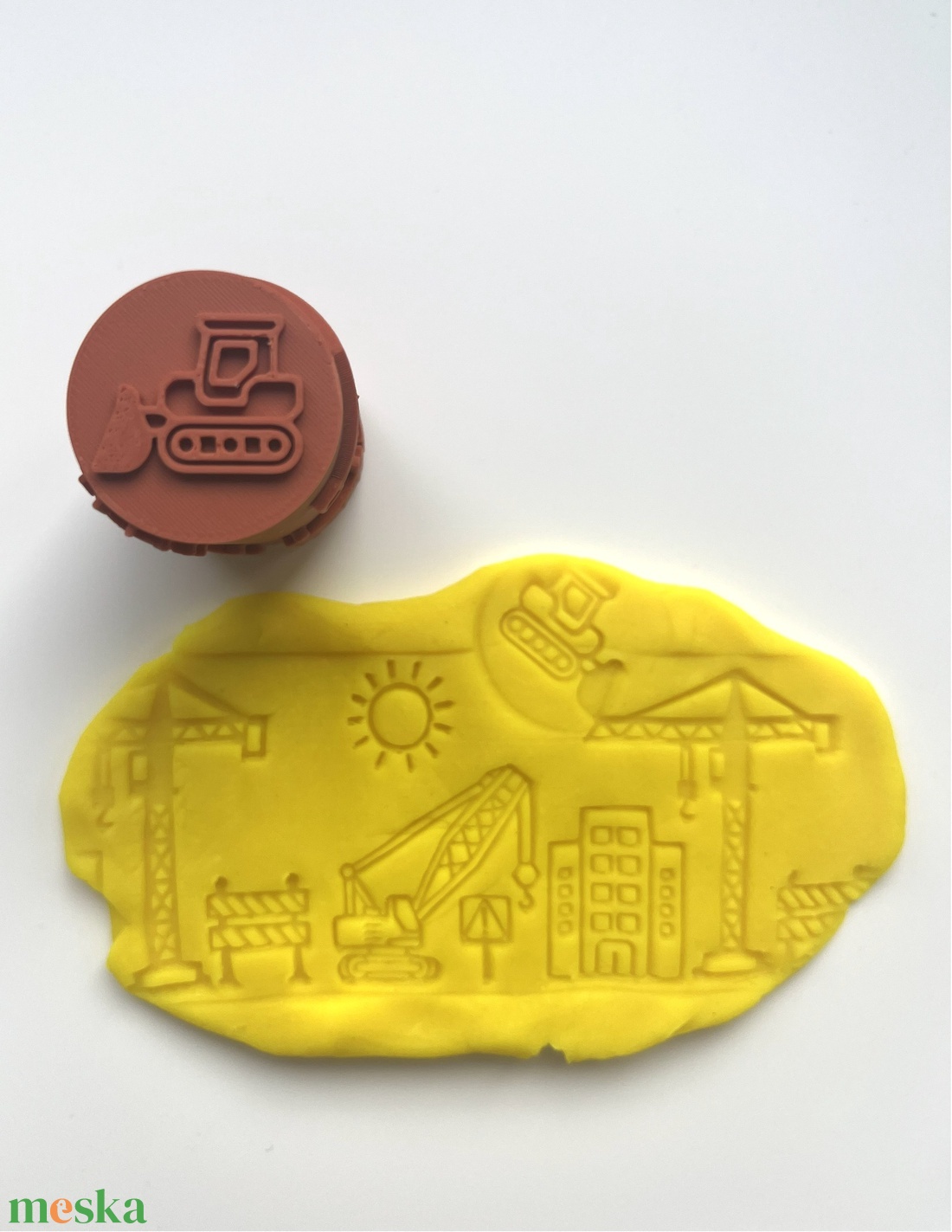 Építkezési / Járműves Dombornyomó Henger � Construction Themed Texture Roller � Gyurma és Sütemény Mintázó � 3D nyomtato - otthon & életmód - papír, írószer - pecsétek - gyurmapecsét - Meska.hu