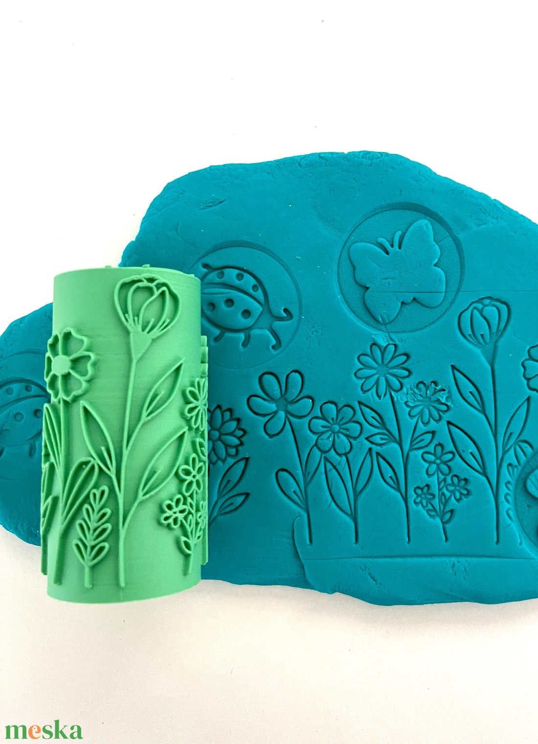 Virágos Kert Dombornyomó Henger � Floral Garden Texture Roller � Gyurma és Sütemény Mintázó � 3D nyomtatott - otthon & életmód - papír, írószer - pecsétek - gyurmapecsét - Meska.hu