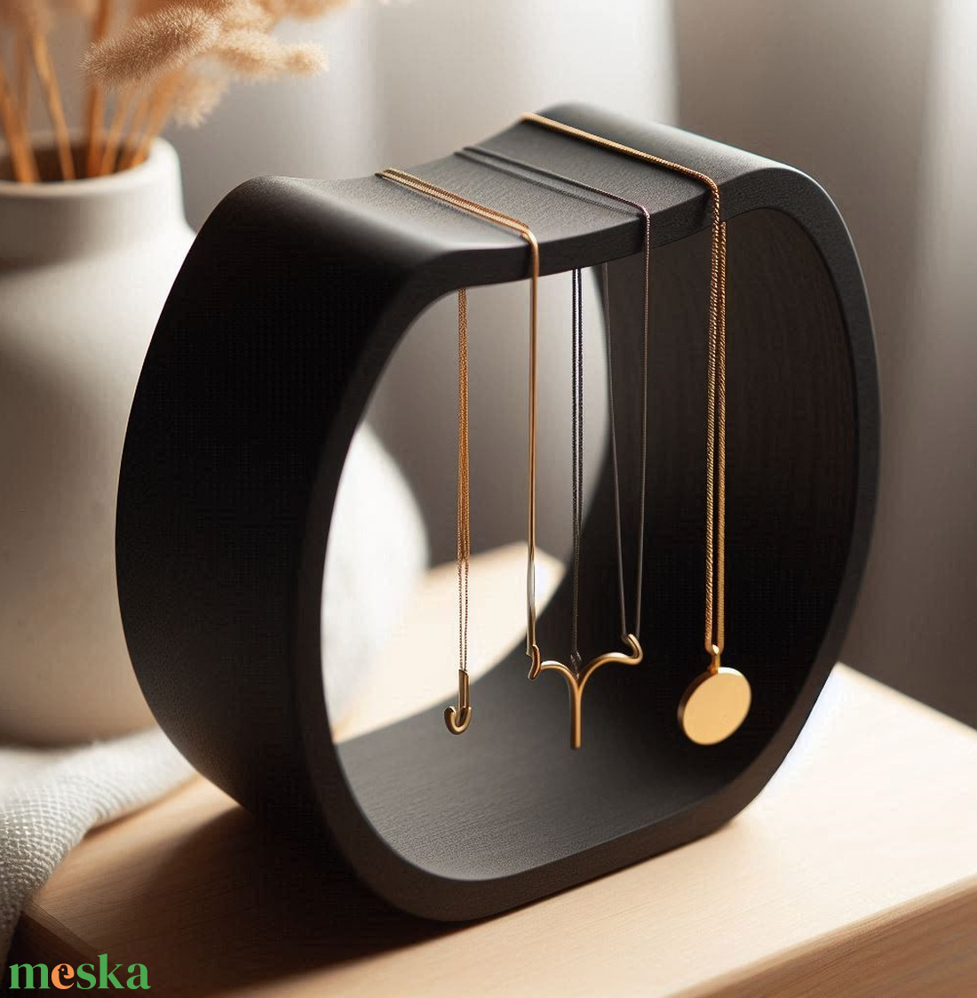 Elegáns Nyaklánctartó,  Ékszertartó � Ívelt Dizájn, 3D Nyomtatott Ékszertartó Láncoknak,  Minimalista Ékszertároló - ékszer - ékszertartó - ékszertartó állvány - Meska.hu