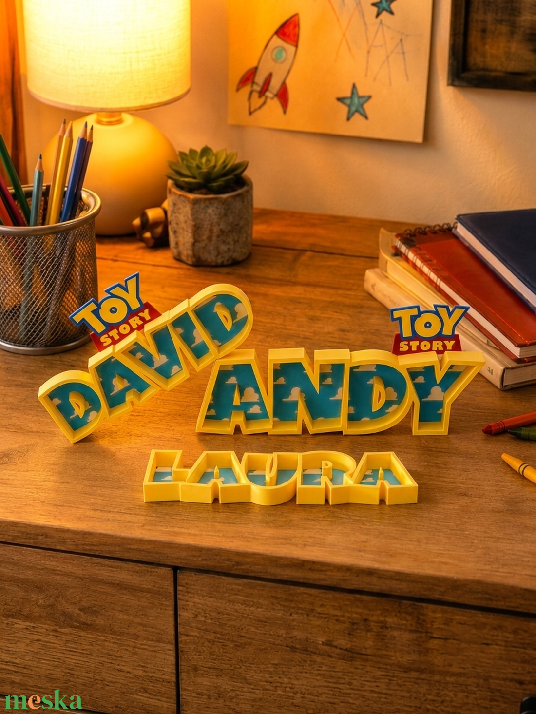 Toy Story stílusú egyedi névtabla � felhős gyerekszobai dekoráció - baba - mama - babaszoba dekoráció - baba névtábla - Meska.hu