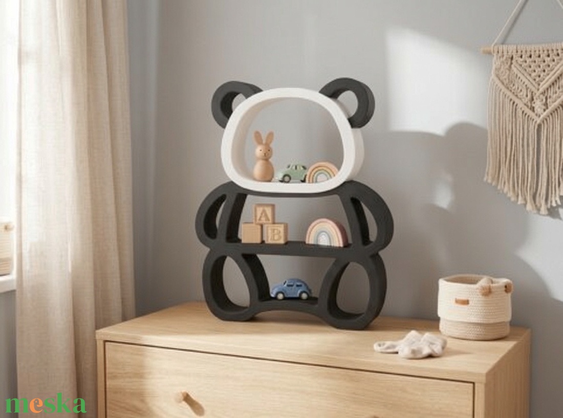 Aranyos panda polc � gyerekszobai játék- és dekor tároló - baba - mama - babaszobabútor - polc, fogas - Meska.hu
