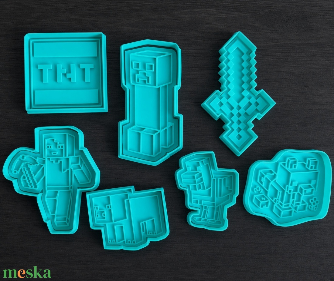 Minecraft sütiforma szett � Creeper, Pickaxe, Sword és ikonikus motívumok - otthon & életmód - konyhafelszerelés, tálalás - sütés, főzés - sütikiszúró - Meska.hu