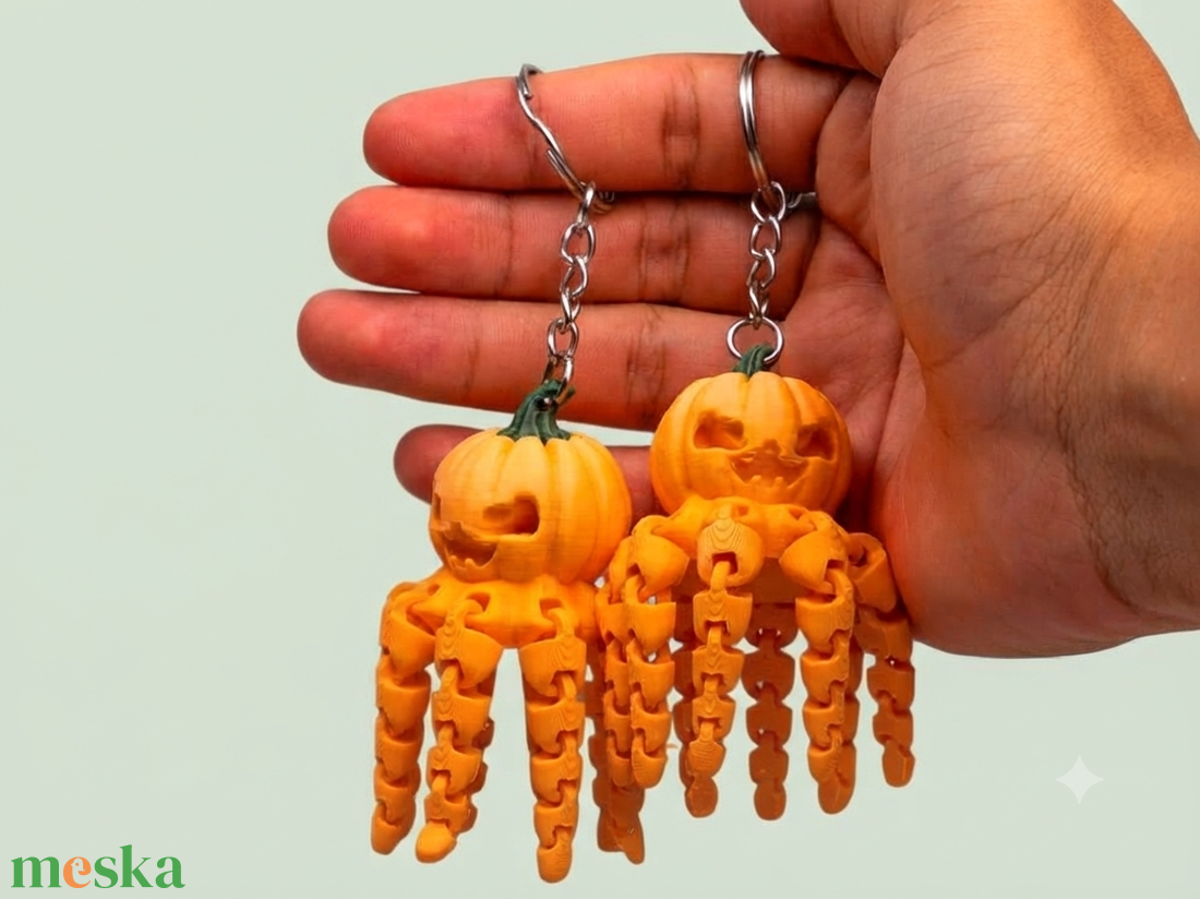 Pumpkin Octopus � Mozgatható csápú tök polip kulcstartó - otthon & életmód - dekoráció - halloween - halloweeni tök - Meska.hu
