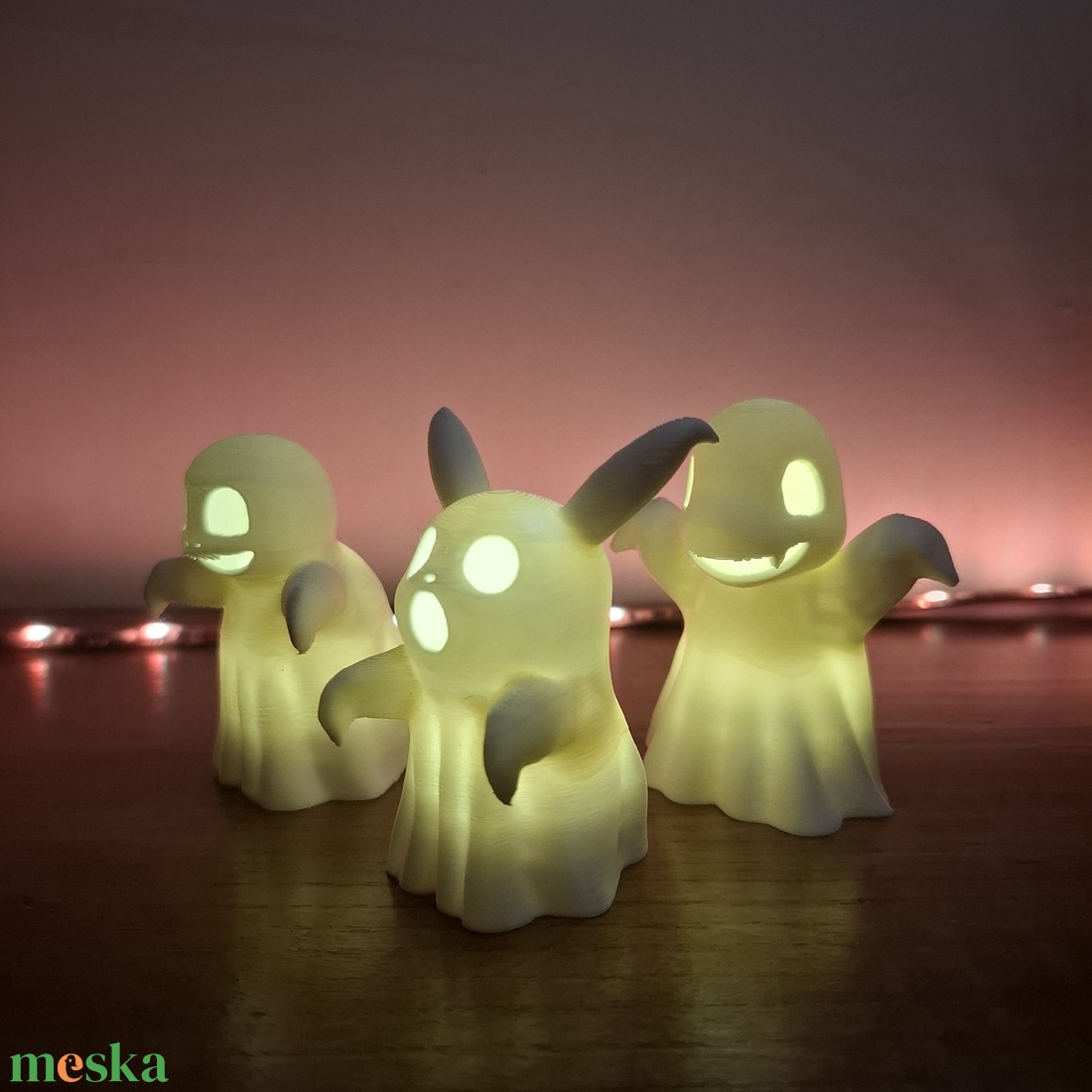 Halloween Pokémon kísértet 3 db-os szett LED teamécsessel, őszi dekor - otthon & életmód - dekoráció - halloween - halloweeni lámpás - Meska.hu
