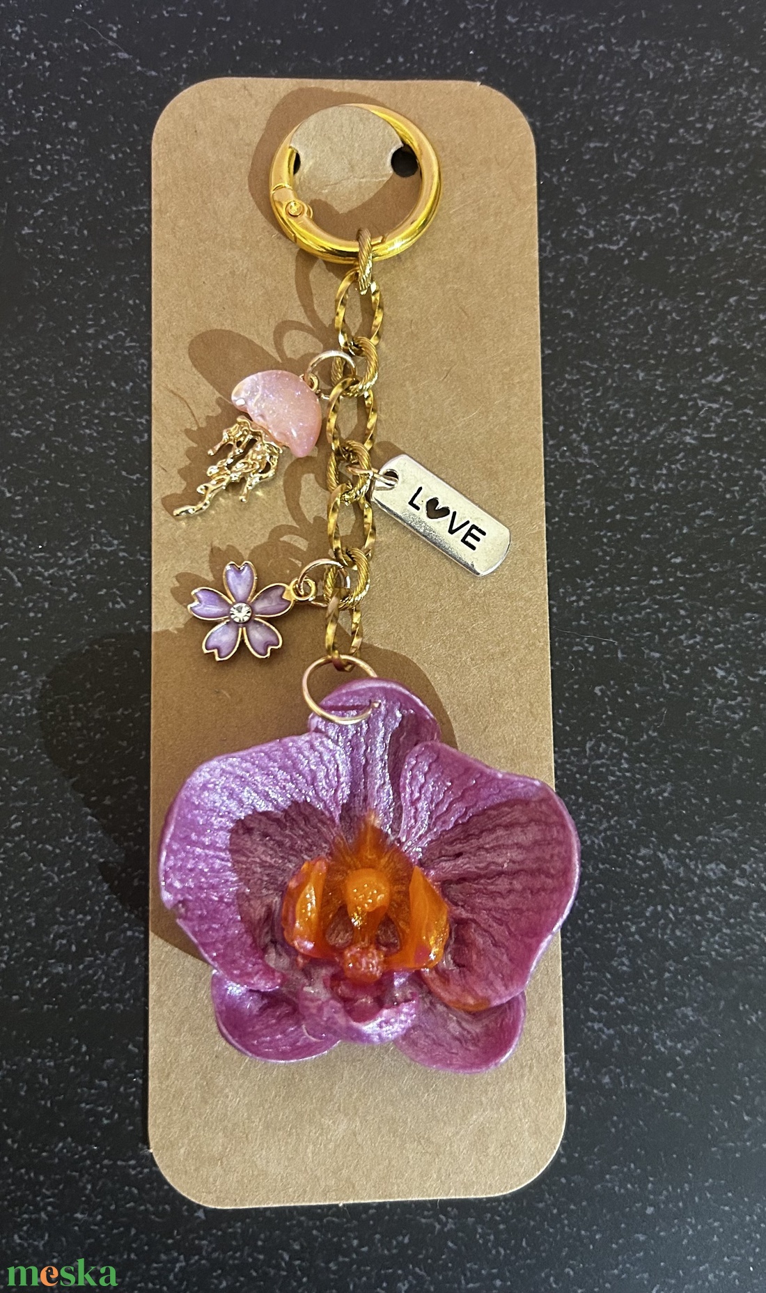 Orchidea táskadísz - táska & tok - kulcstartó & táskadísz - táskadísz - Meska.hu