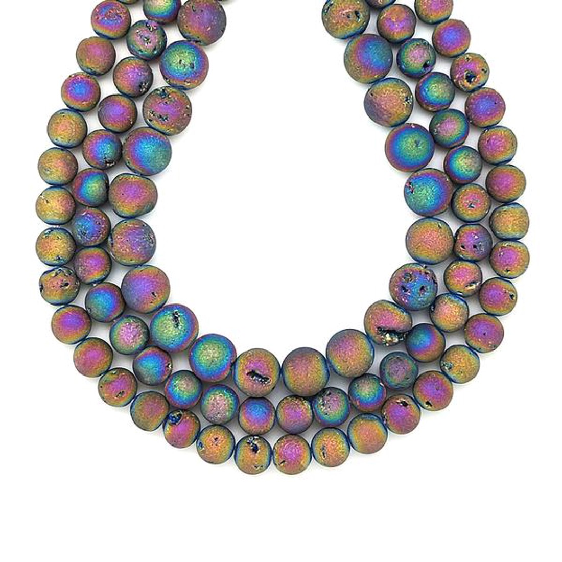 Achát geódás matt golyó szivárvány A 10mm  ékszerkészítő alapanyag (füzér) - kellékek & szerszámok - ásvány alapanyag - ásványfüzér - Meska.hu