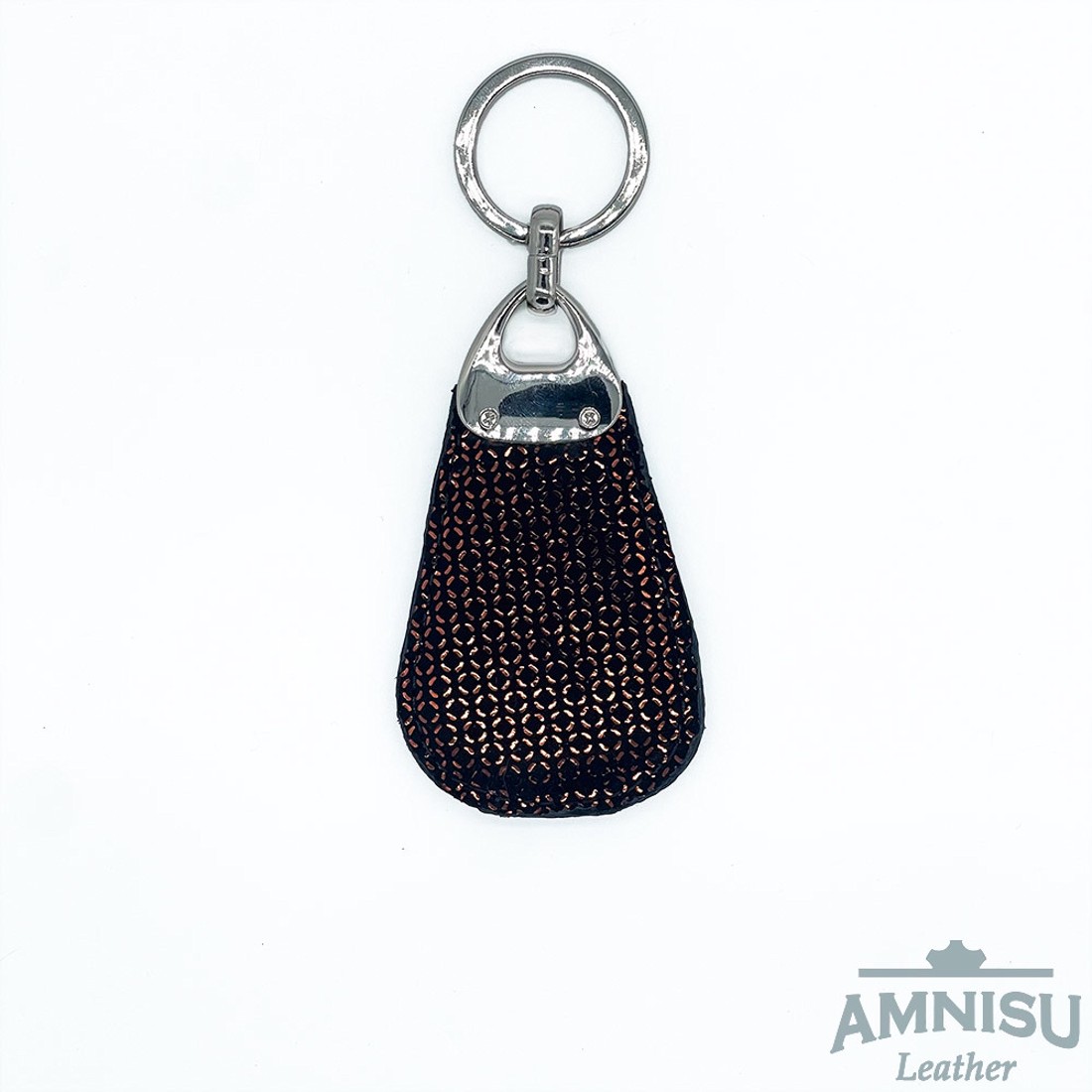 Bronz mintás csepp alakú swarovski köves bőr kulcstartó H9016 - táska & tok - kulcstartó & táskadísz - kulcstartó - Meska.hu
