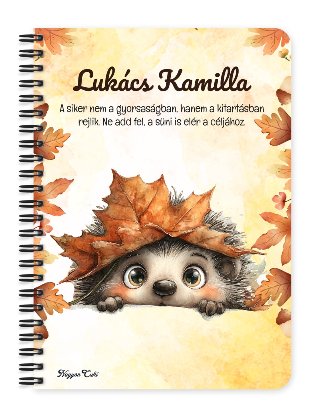 Személyre szabható - Cuki őszi kukucskáló süni mintás A5-ös füzet - otthon & életmód - papír, írószer - jegyzetfüzet & napló - Meska.hu