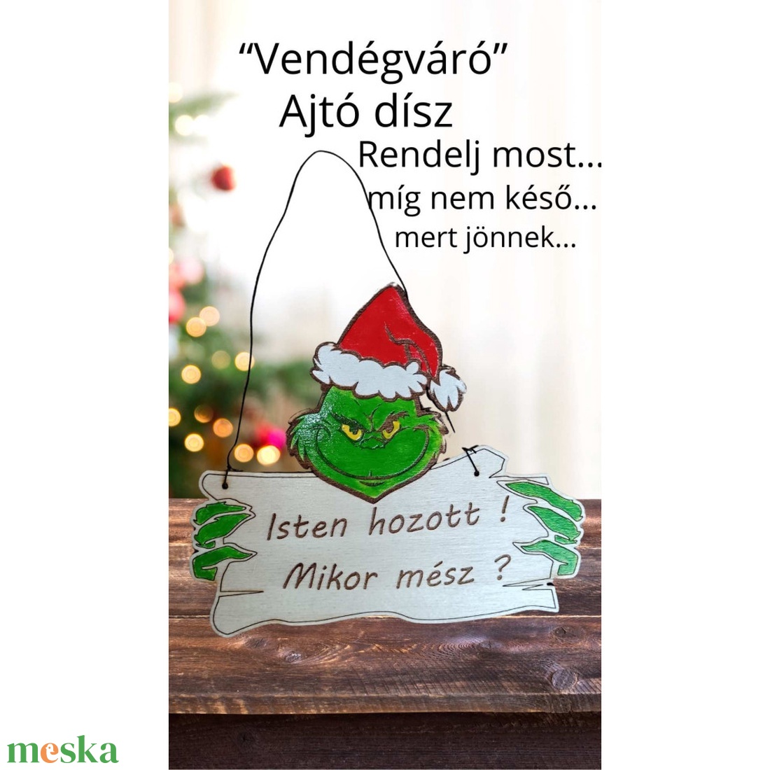 Grinch ajtódísz - karácsony - adventi díszek - adventi ajtódísz - Meska.hu
