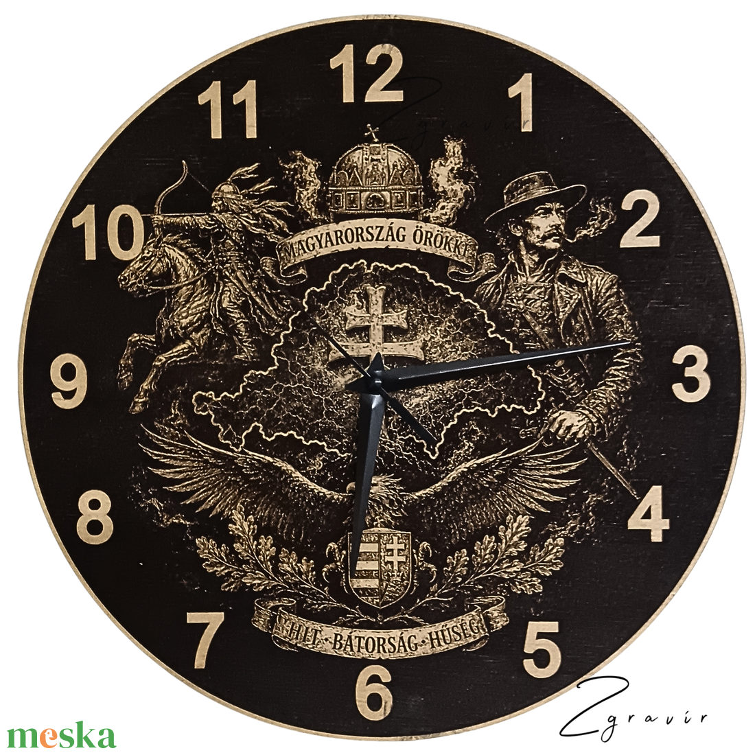 Magyarország Örökké � Gravírozott fa falióra - otthon & életmód - dekoráció - fali és függő dekoráció - falióra & óra - Meska.hu