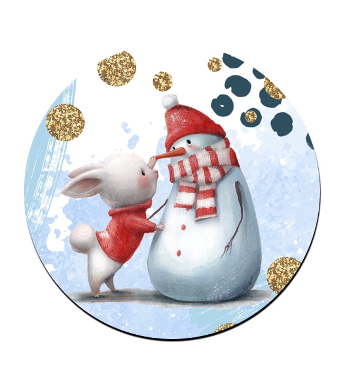 Nyuszi és hóember mintás bögre alátét -  - Meska.hu