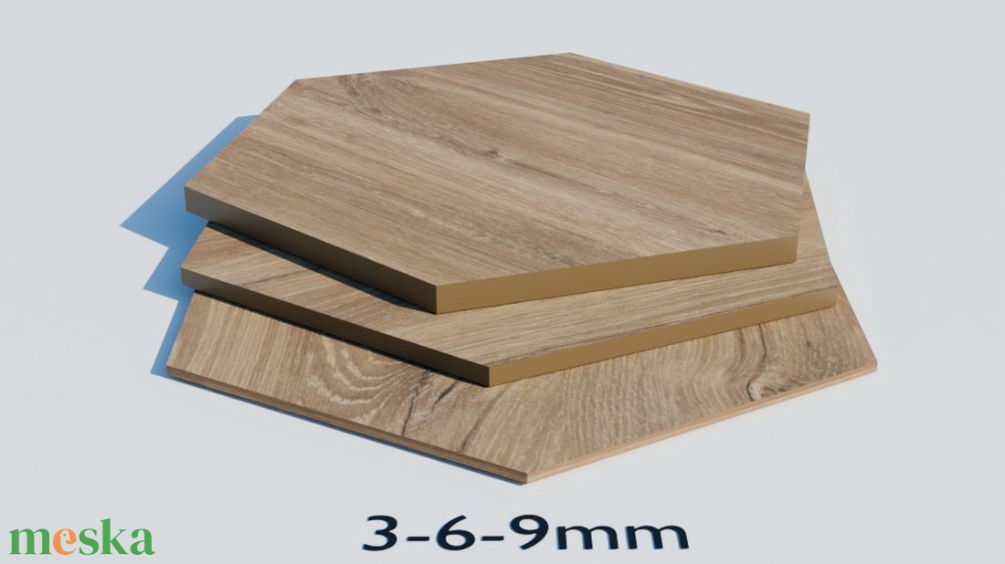 Modern Hexagon Falpanel Szett � 3D Térhatású Fa Antracit Dekor - otthon & életmód - dekoráció - fali és függő dekoráció - falra akasztható dekor - Meska.hu