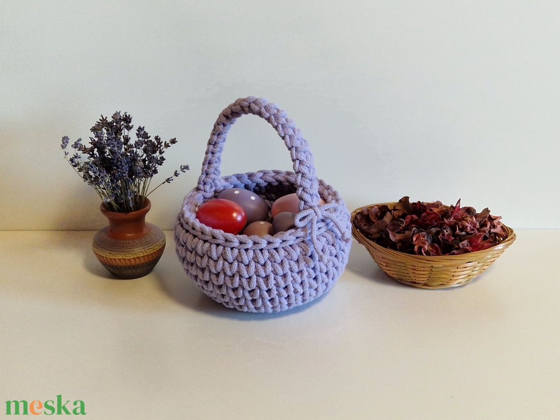  Kézzel horgolt húsvéti kosár  - ünnepi díszek, dekorációk - húsvéti díszek és dekorációk - húsvéti kosár - Meska.hu