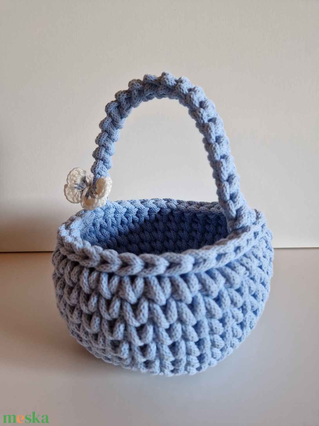  Kézzel horgolt húsvéti kosár  - ünnepi díszek, dekorációk - húsvéti díszek és dekorációk - húsvéti kosár - Meska.hu