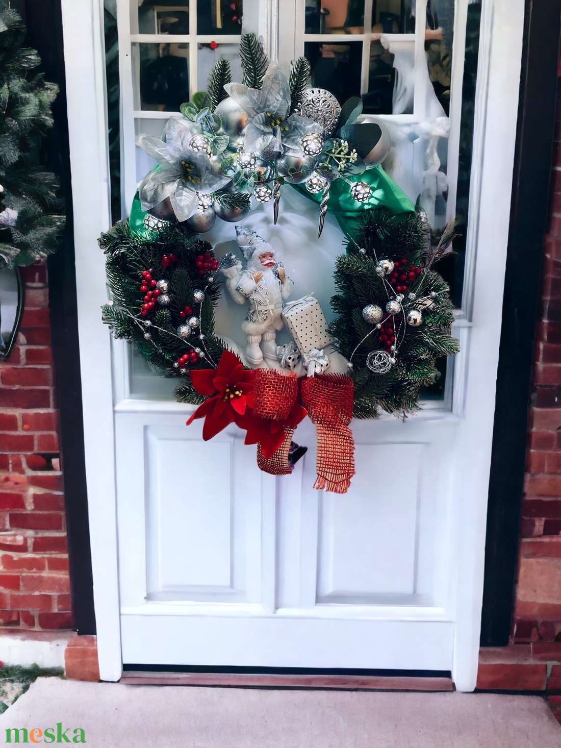Hószakáll Karácsonyi Ajtódísz  nagyméretű  - karácsony - karácsonyi lakásdekoráció - karácsonyi ajtódíszek - Meska.hu