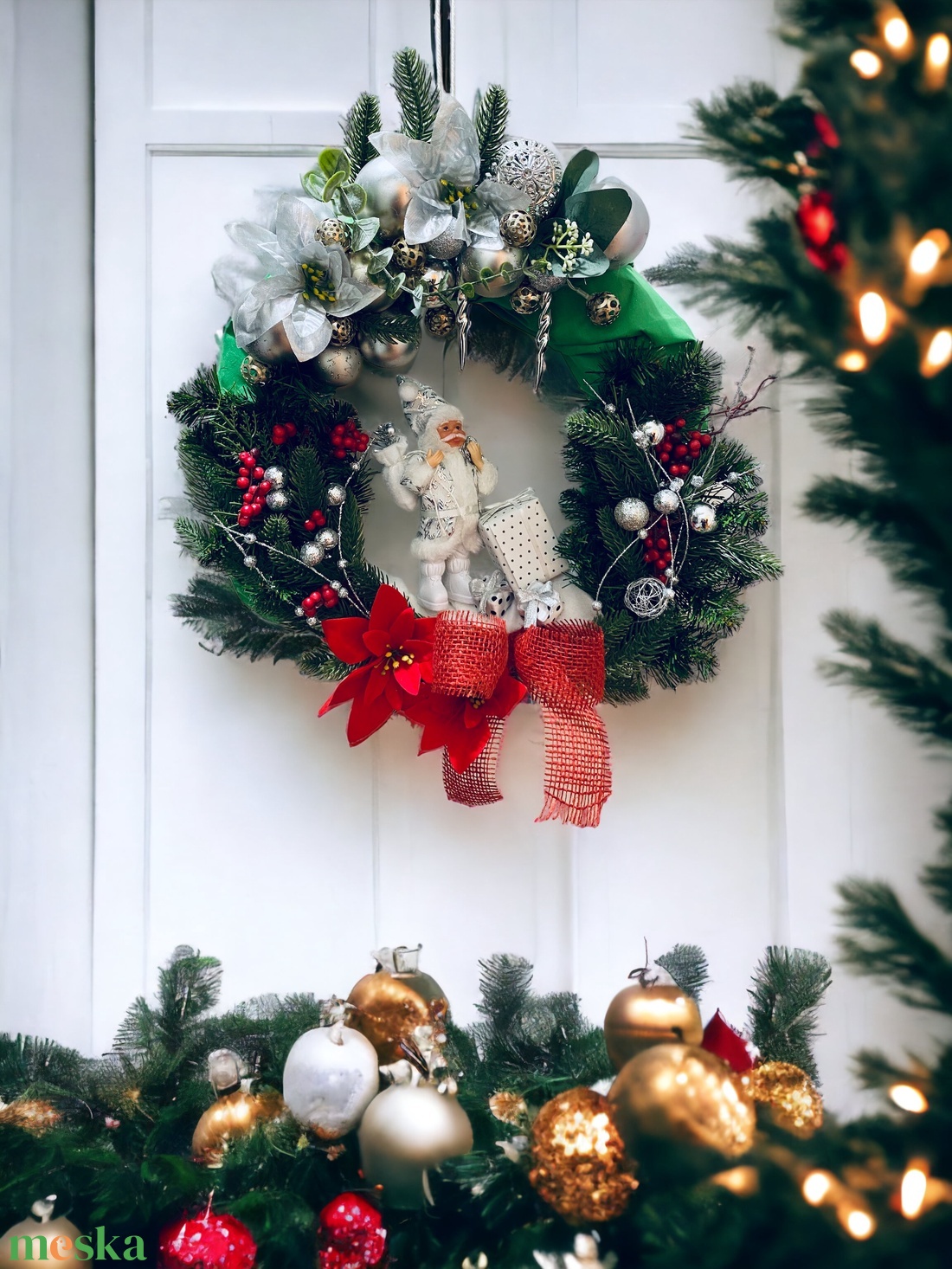 Hószakáll Karácsonyi Ajtódísz  nagyméretű  - karácsony - karácsonyi lakásdekoráció - karácsonyi ajtódíszek - Meska.hu