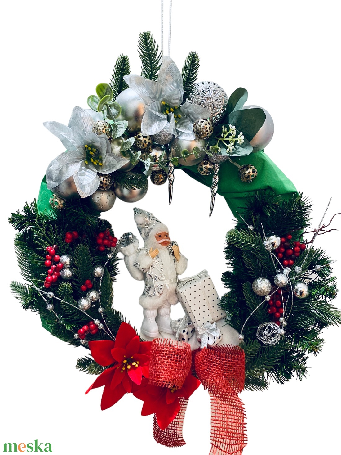 Hószakáll Karácsonyi Ajtódísz  nagyméretű  - karácsony - karácsonyi lakásdekoráció - karácsonyi ajtódíszek - Meska.hu