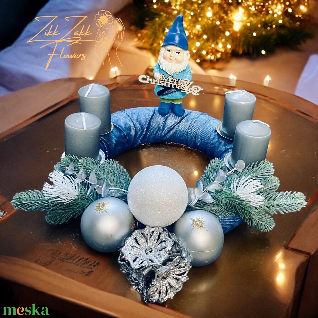 Kék Adventi Koszorú - karácsony - adventi díszek - adventi koszorú - Meska.hu