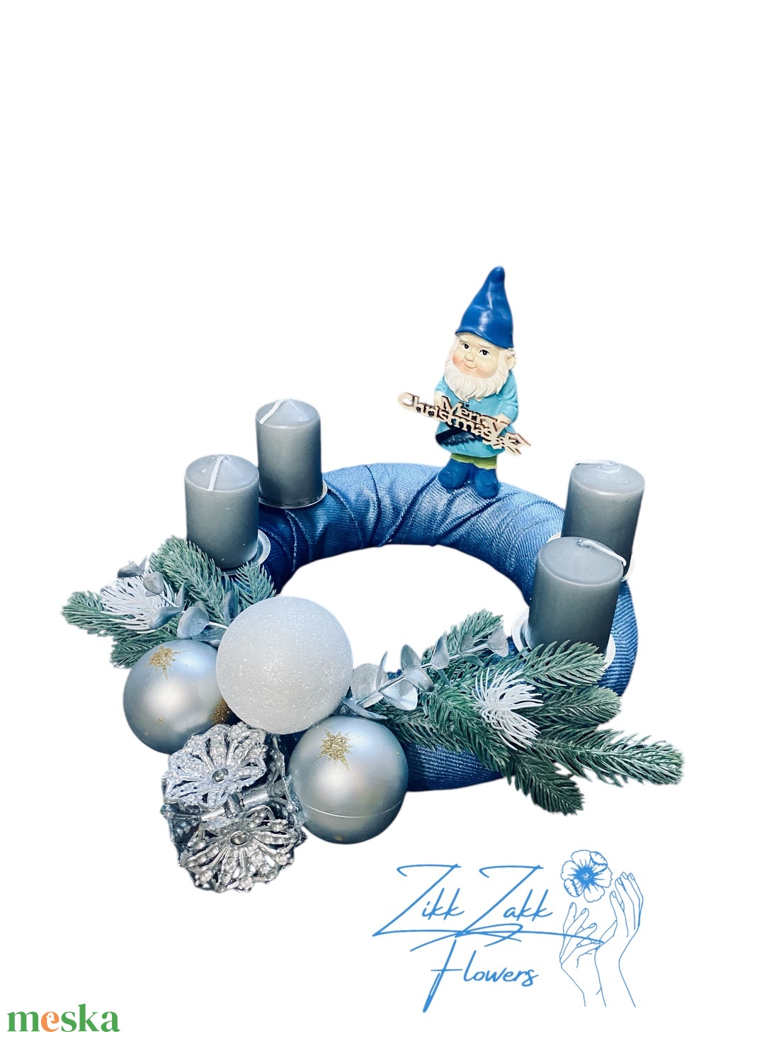 Kék Adventi Koszorú - karácsony - adventi díszek - adventi koszorú - Meska.hu
