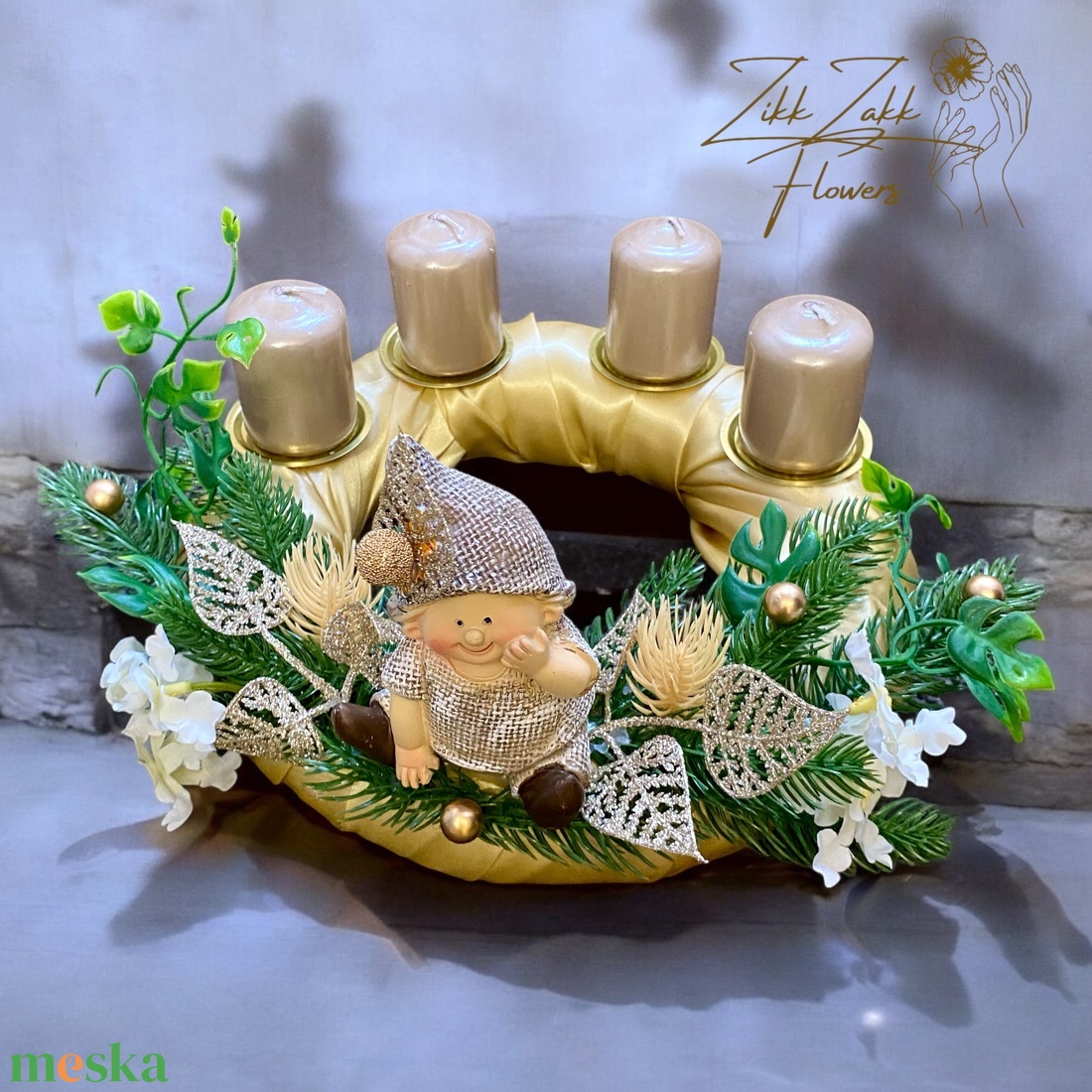 Csillogó Ünnepi Adventi Koszorú - karácsony - adventi díszek - adventi koszorú - Meska.hu