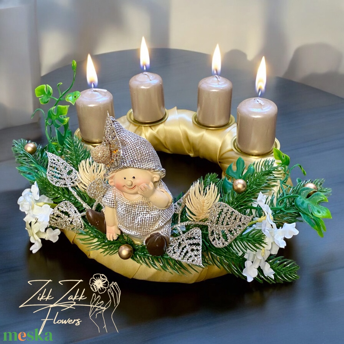 Csillogó Ünnepi Adventi Koszorú - karácsony - adventi díszek - adventi koszorú - Meska.hu
