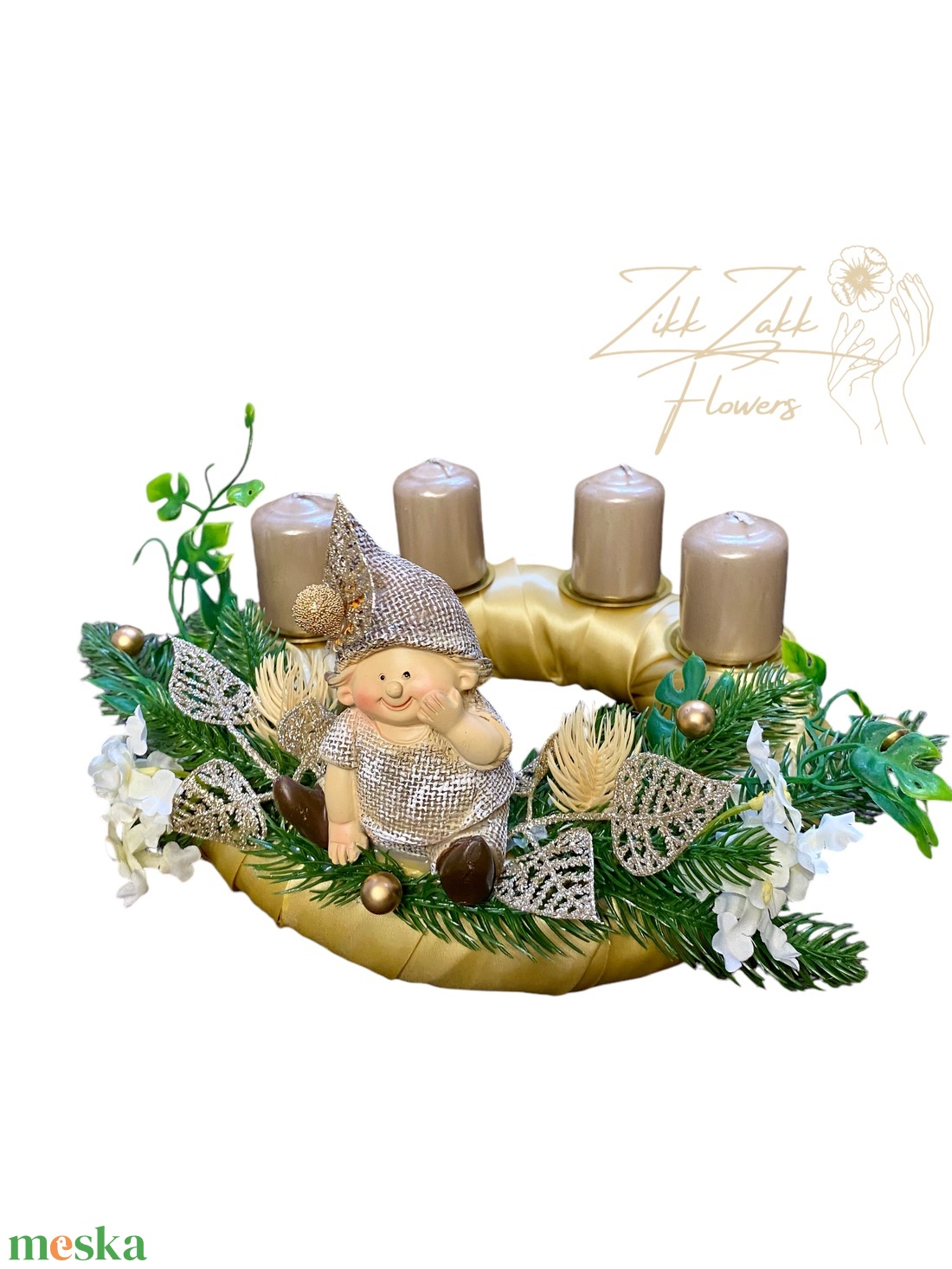 Csillogó Ünnepi Adventi Koszorú - karácsony - adventi díszek - adventi koszorú - Meska.hu