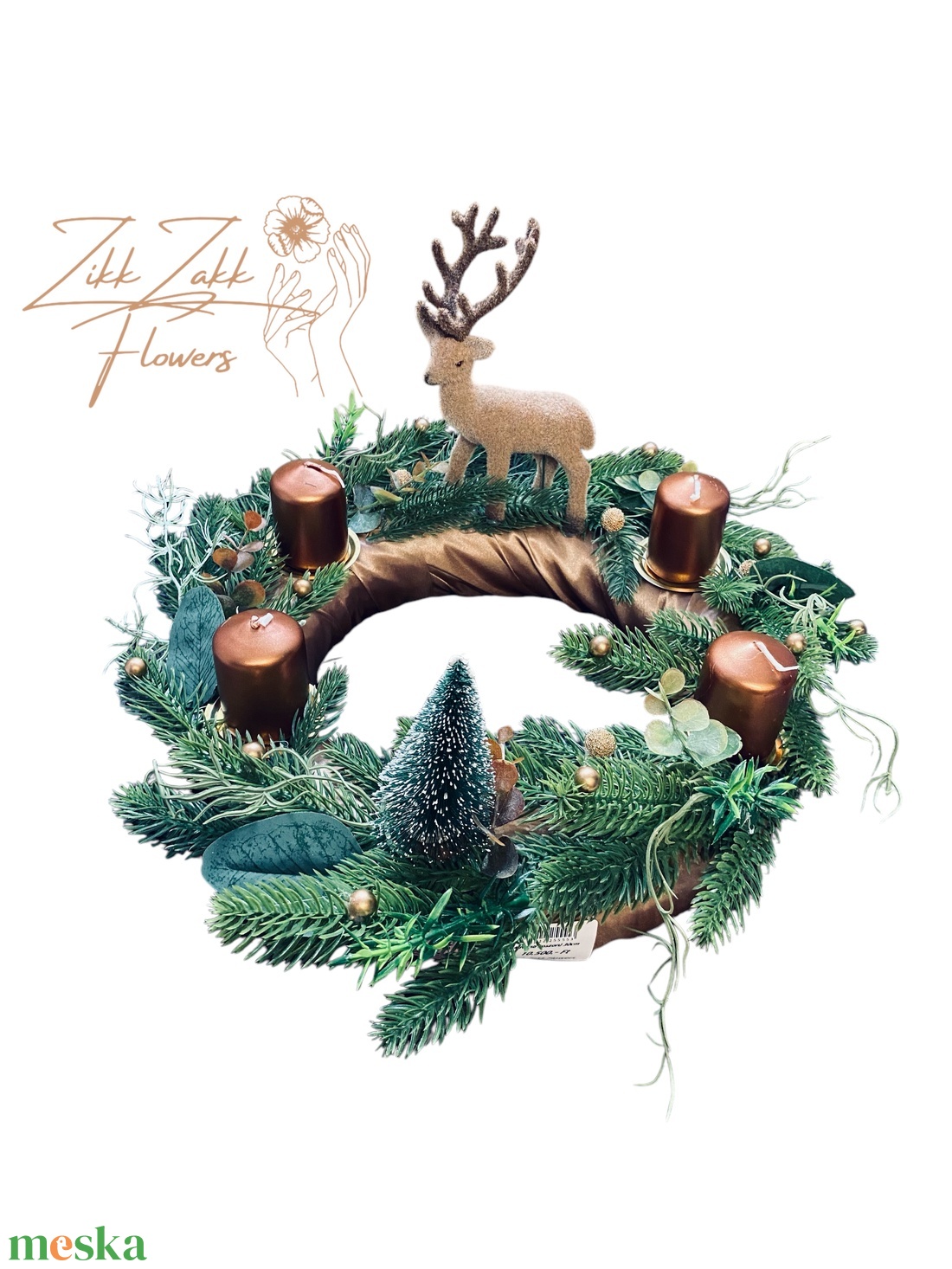 Szarvasos Adventi Koszorú - karácsony - adventi díszek - adventi koszorú - Meska.hu