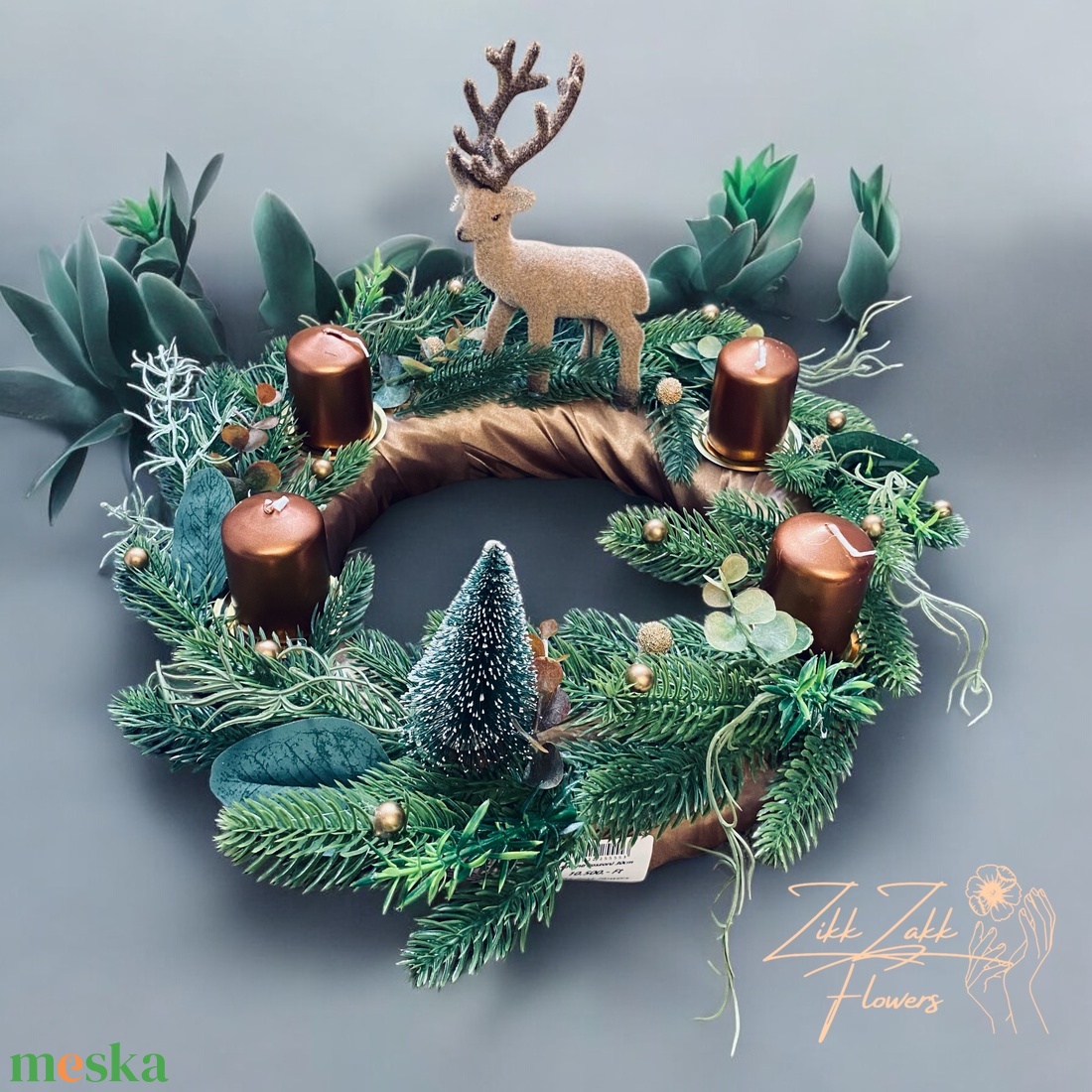 Szarvasos Adventi Koszorú - karácsony - adventi díszek - adventi koszorú - Meska.hu