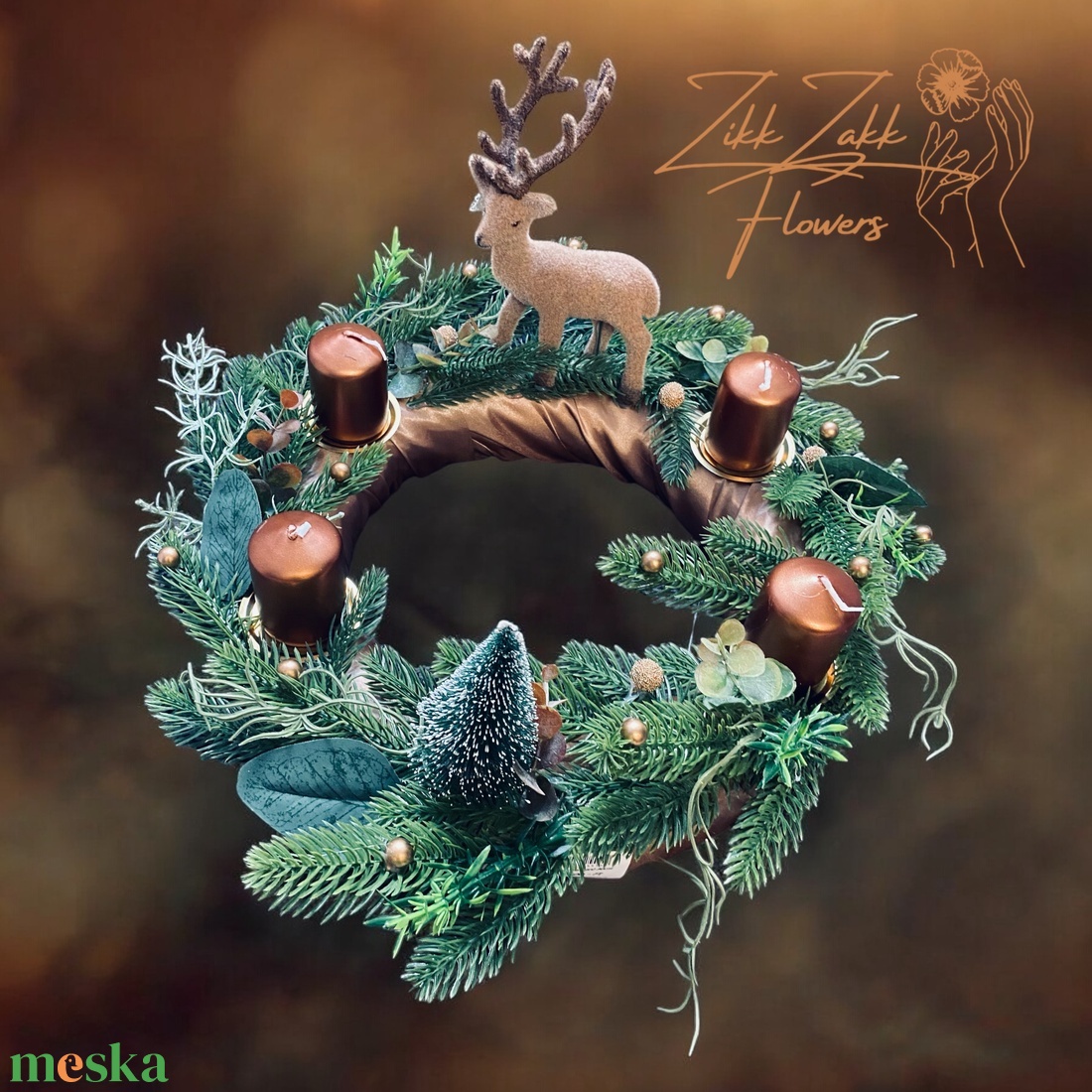 Szarvasos Adventi Koszorú - karácsony - adventi díszek - adventi koszorú - Meska.hu