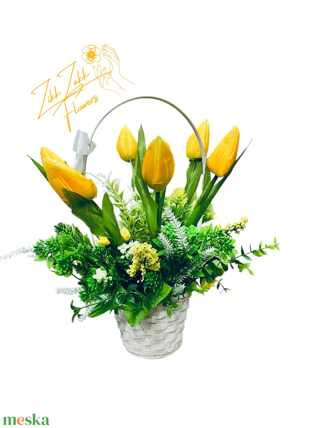 Sárga Tulipán Kosár - otthon & életmód - dekoráció - virágdísz és tartó - csokor & virágdísz - Meska.hu