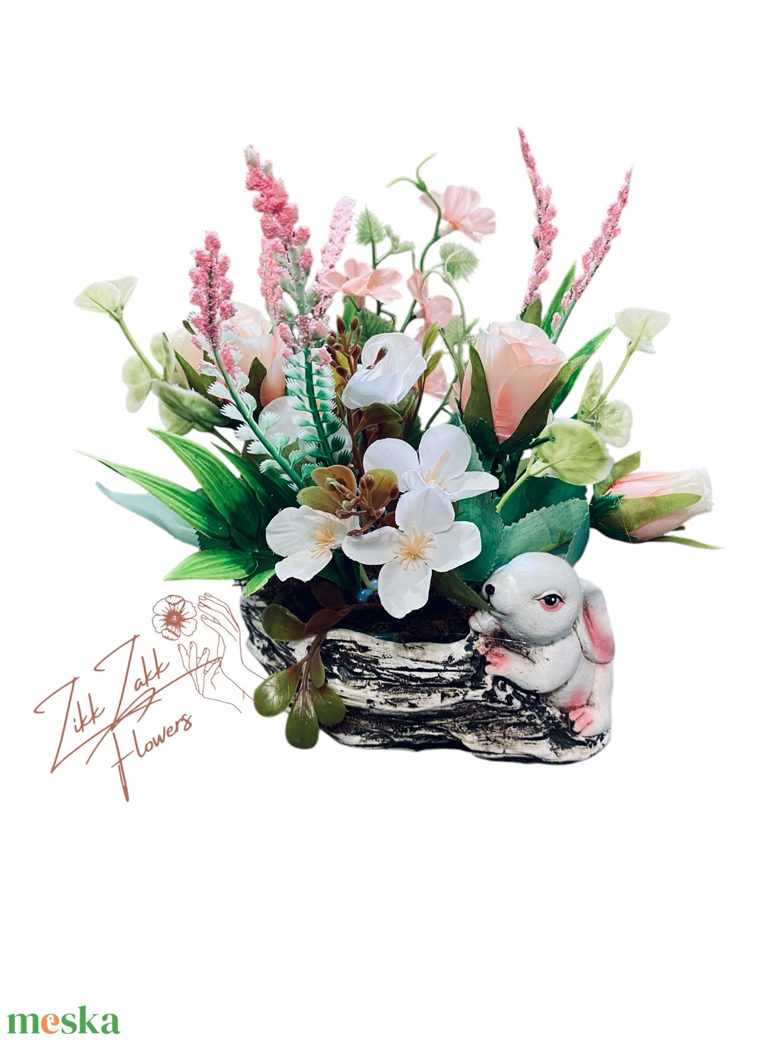 Aranyos Nyuszi Virágkosár - otthon & életmód - dekoráció - asztal és polc dekoráció - asztaldísz - Meska.hu