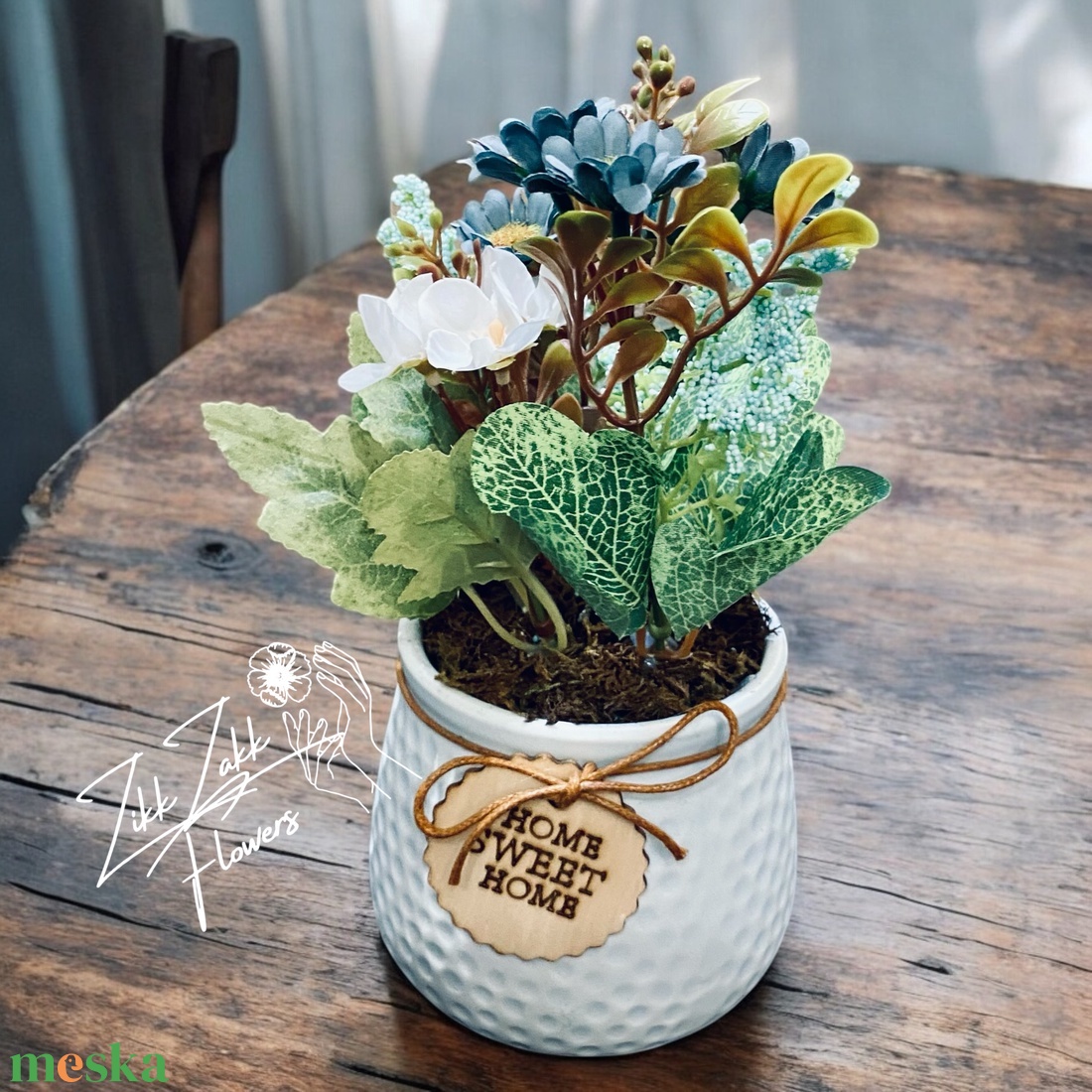 Otthon édes otthon virágkompozíció - otthon & életmód - dekoráció - virágdísz és tartó - cserép & kaspó - Meska.hu