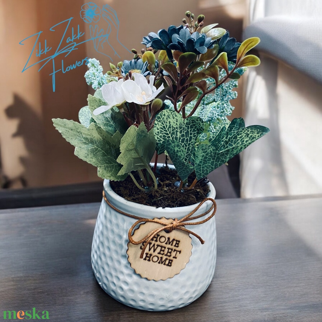 Otthon édes otthon virágkompozíció - otthon & életmód - dekoráció - virágdísz és tartó - cserép & kaspó - Meska.hu