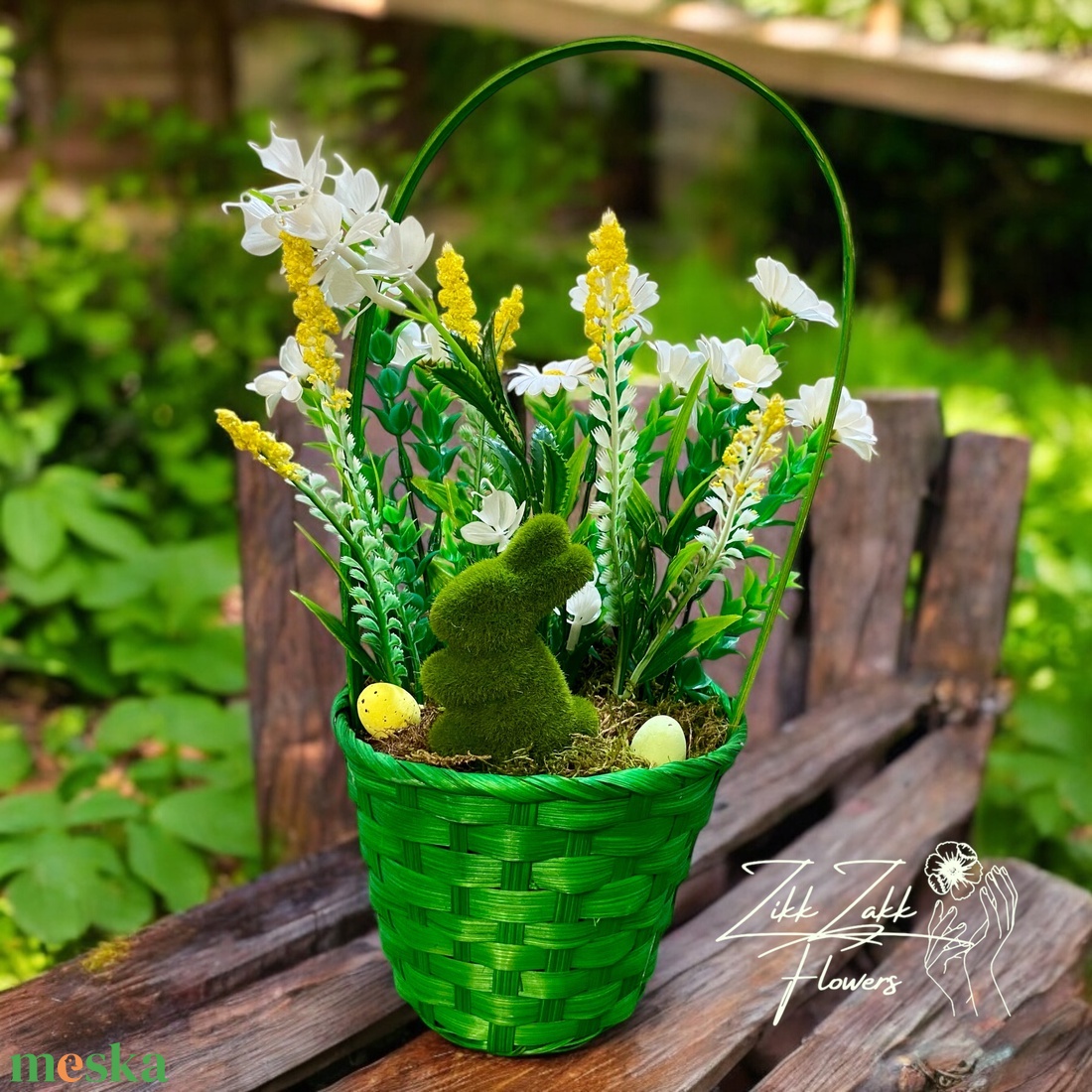 Zöld Húsvéti Kosár - otthon & életmód - dekoráció - asztal és polc dekoráció - asztaldísz - Meska.hu