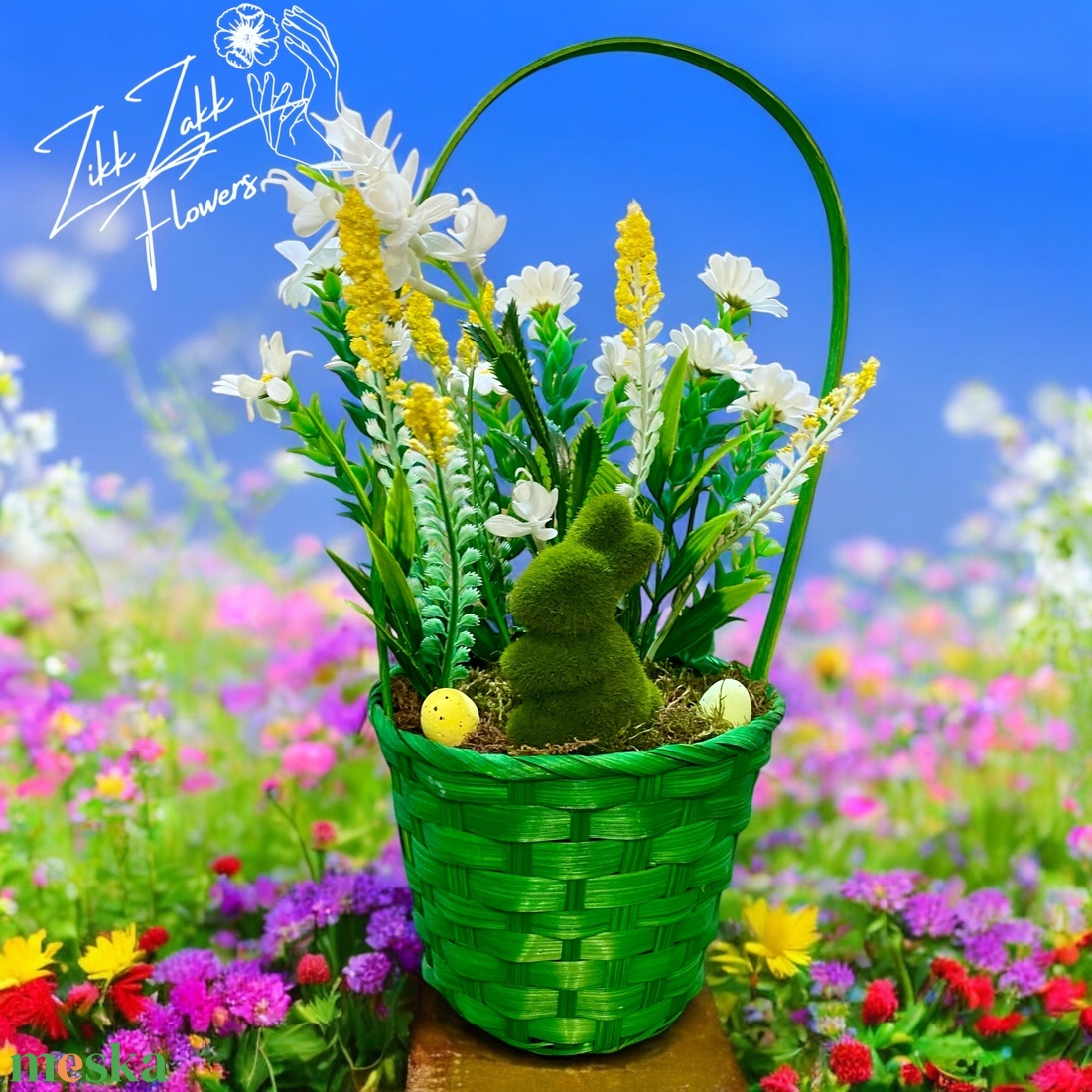 Zöld Húsvéti Kosár - otthon & életmód - dekoráció - asztal és polc dekoráció - asztaldísz - Meska.hu